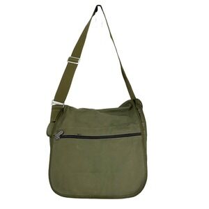 Marimekko Urbaani Messenger Bag Vintage Olive Green Canvas Made in Finland